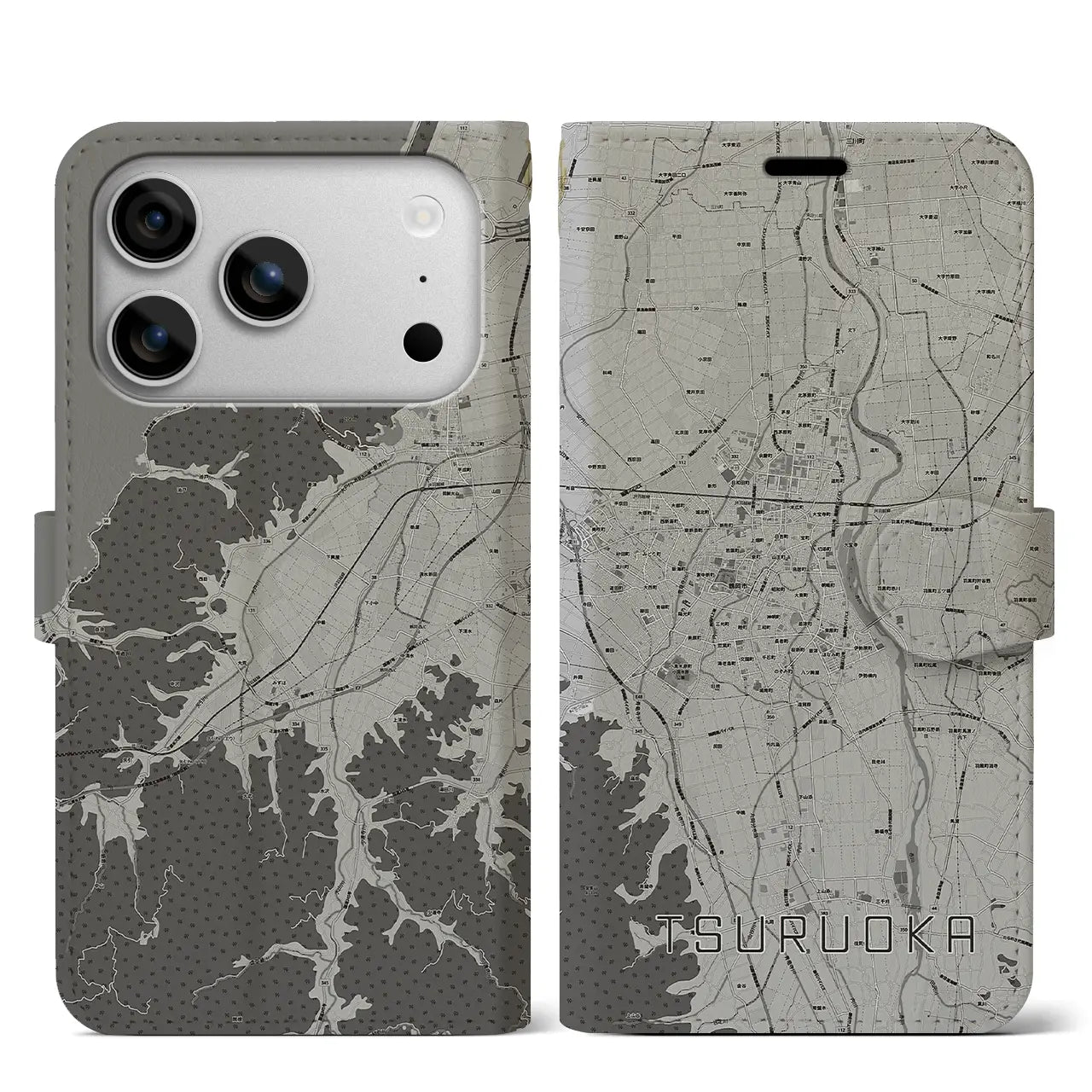 【鶴岡(山形県)】地図柄iPhoneケース(手帳タイプ)