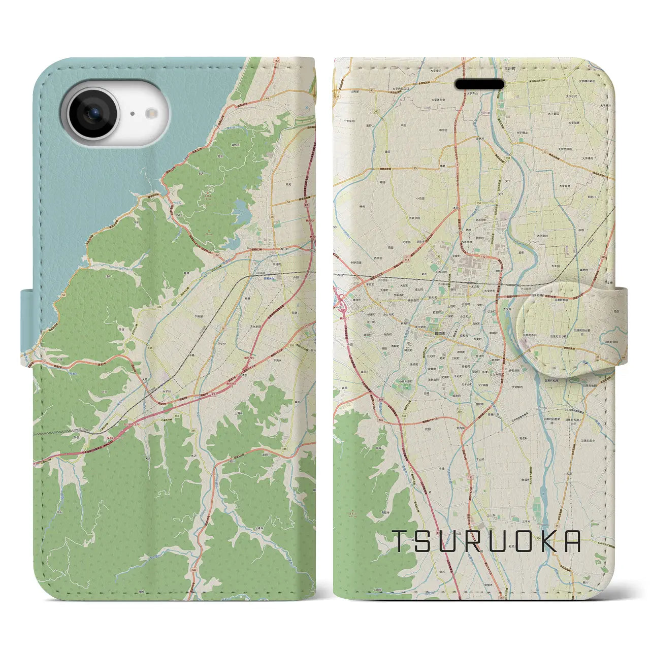 【鶴岡(山形県)】地図柄iPhoneケース(手帳タイプ)