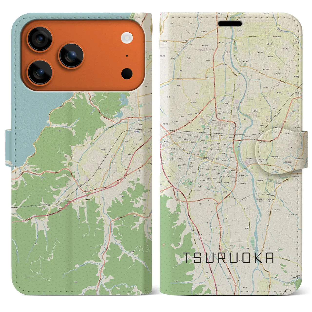 【鶴岡(山形県)】地図柄iPhoneケース(手帳タイプ)