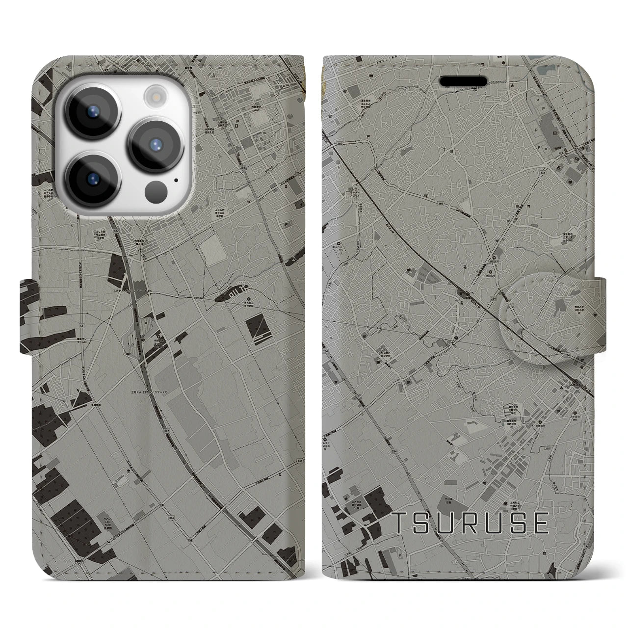 【鶴瀬(埼玉県)】地図柄iPhoneケース(手帳タイプ)