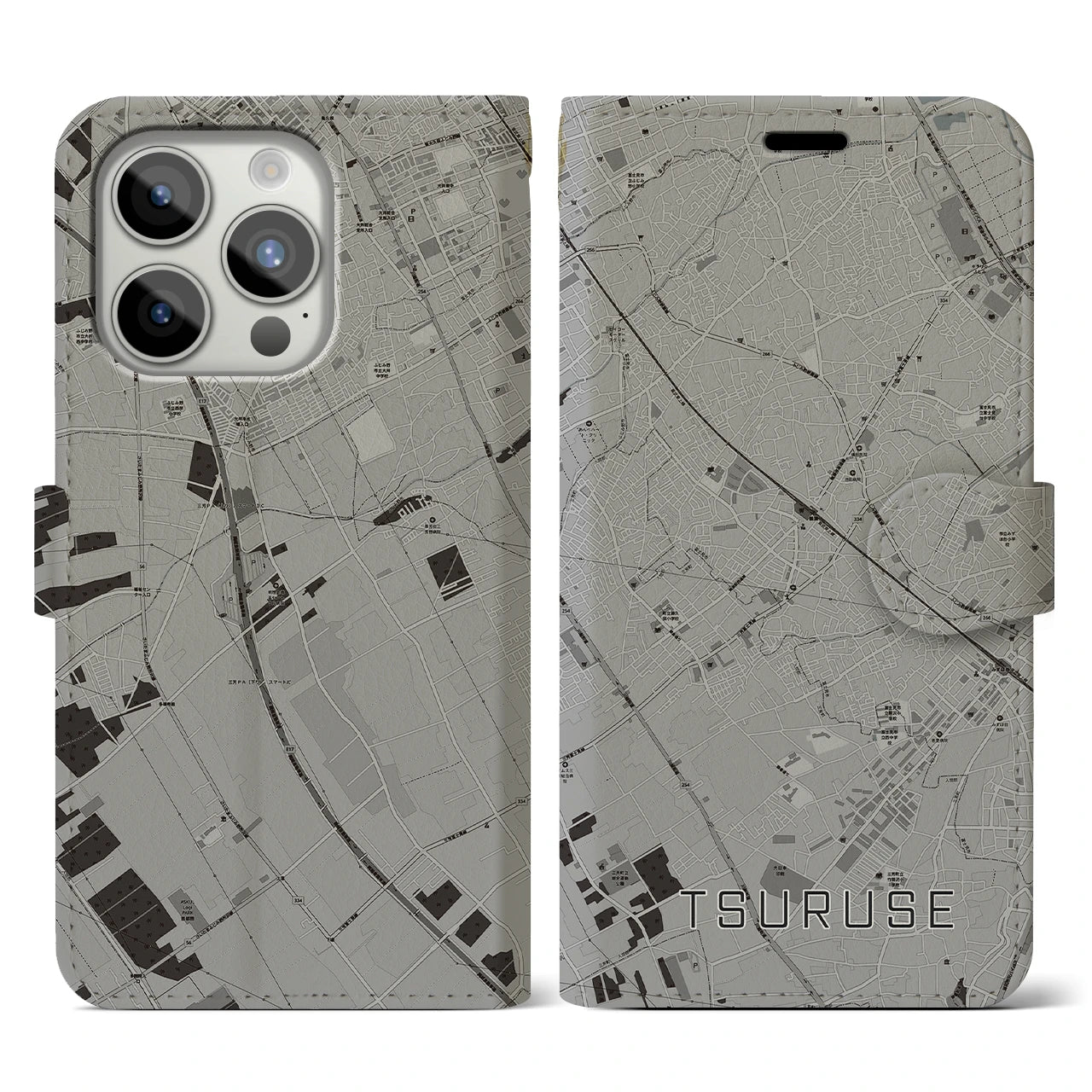 【鶴瀬(埼玉県)】地図柄iPhoneケース(手帳タイプ)