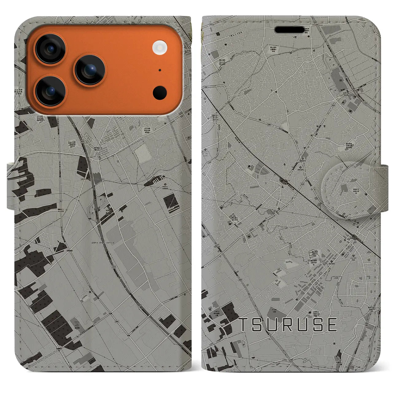 【鶴瀬(埼玉県)】地図柄iPhoneケース(手帳タイプ)