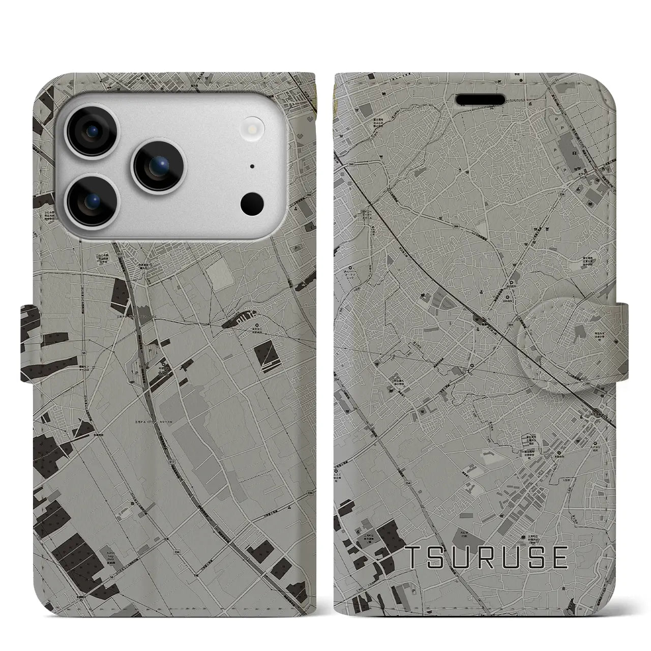 【鶴瀬(埼玉県)】地図柄iPhoneケース(手帳タイプ)