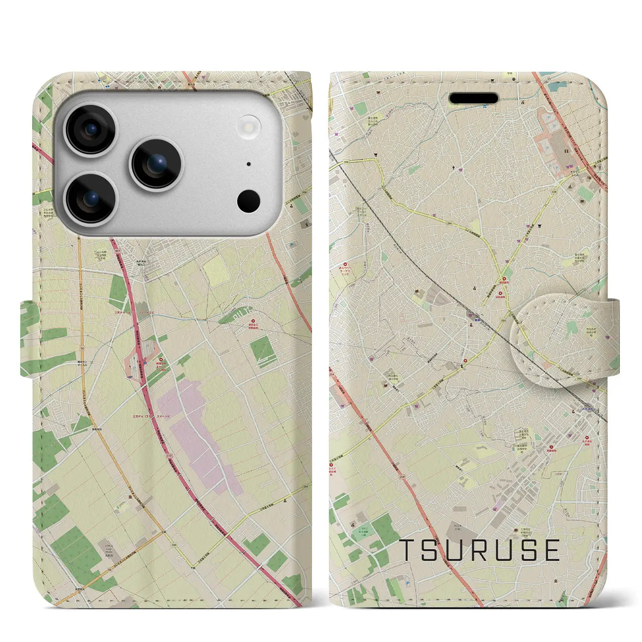 【鶴瀬(埼玉県)】地図柄iPhoneケース(手帳タイプ)