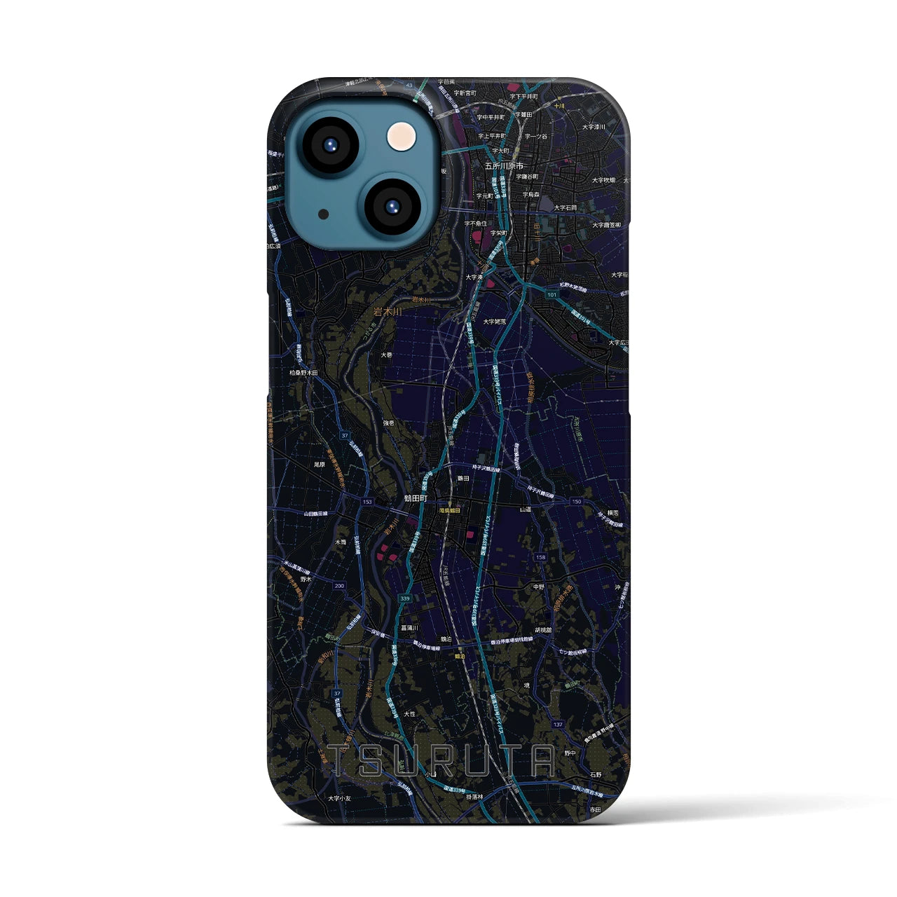 【鶴田(青森県)】地図柄iPhoneケース(バックカバータイプ)