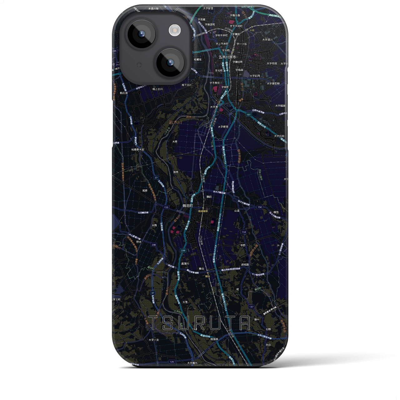 【鶴田(青森県)】地図柄iPhoneケース(バックカバータイプ)
