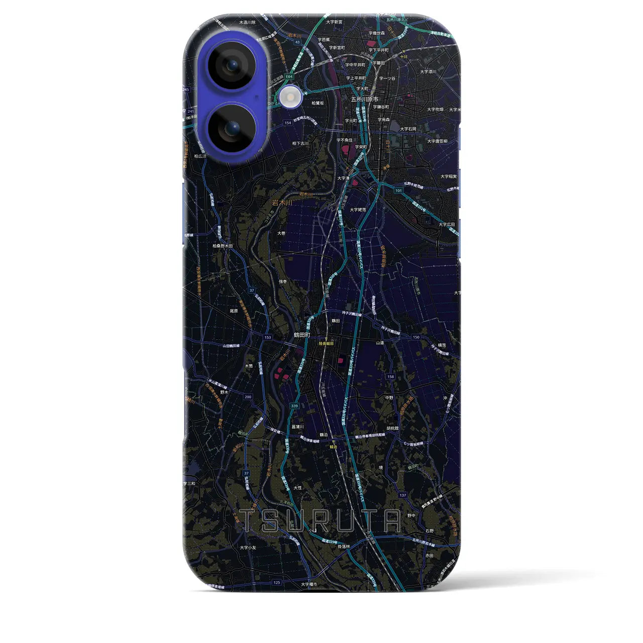 【鶴田(青森県)】地図柄iPhoneケース(バックカバータイプ)