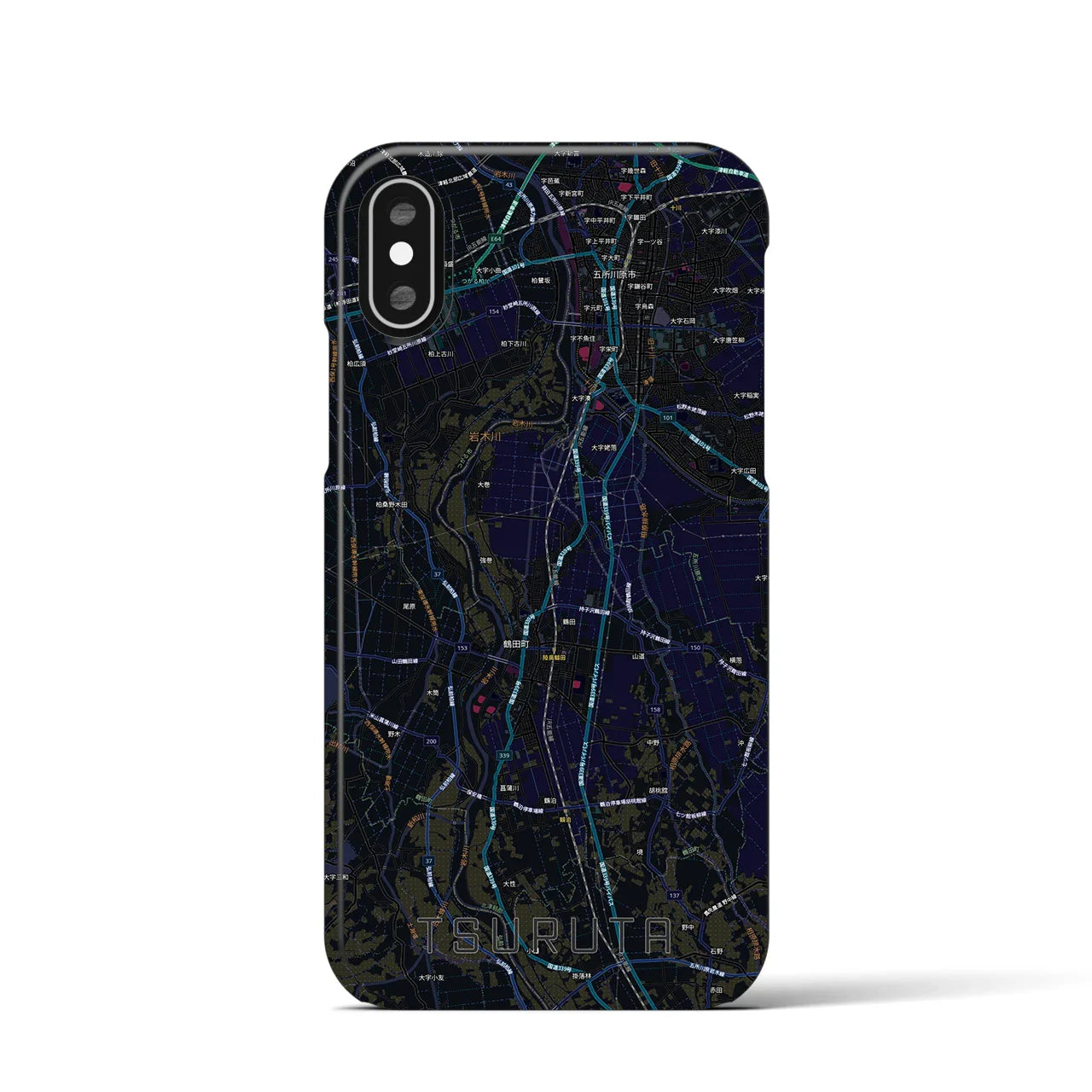 【鶴田(青森県)】地図柄iPhoneケース(バックカバータイプ)