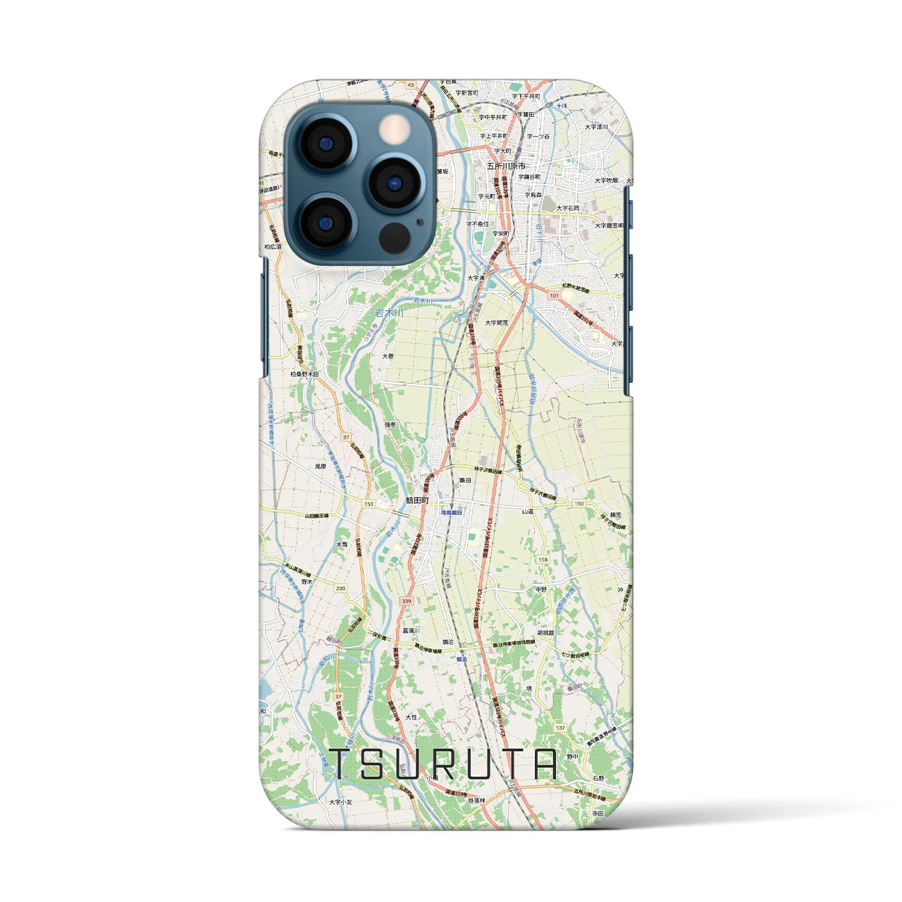 【鶴田(青森県)】地図柄iPhoneケース(バックカバータイプ)