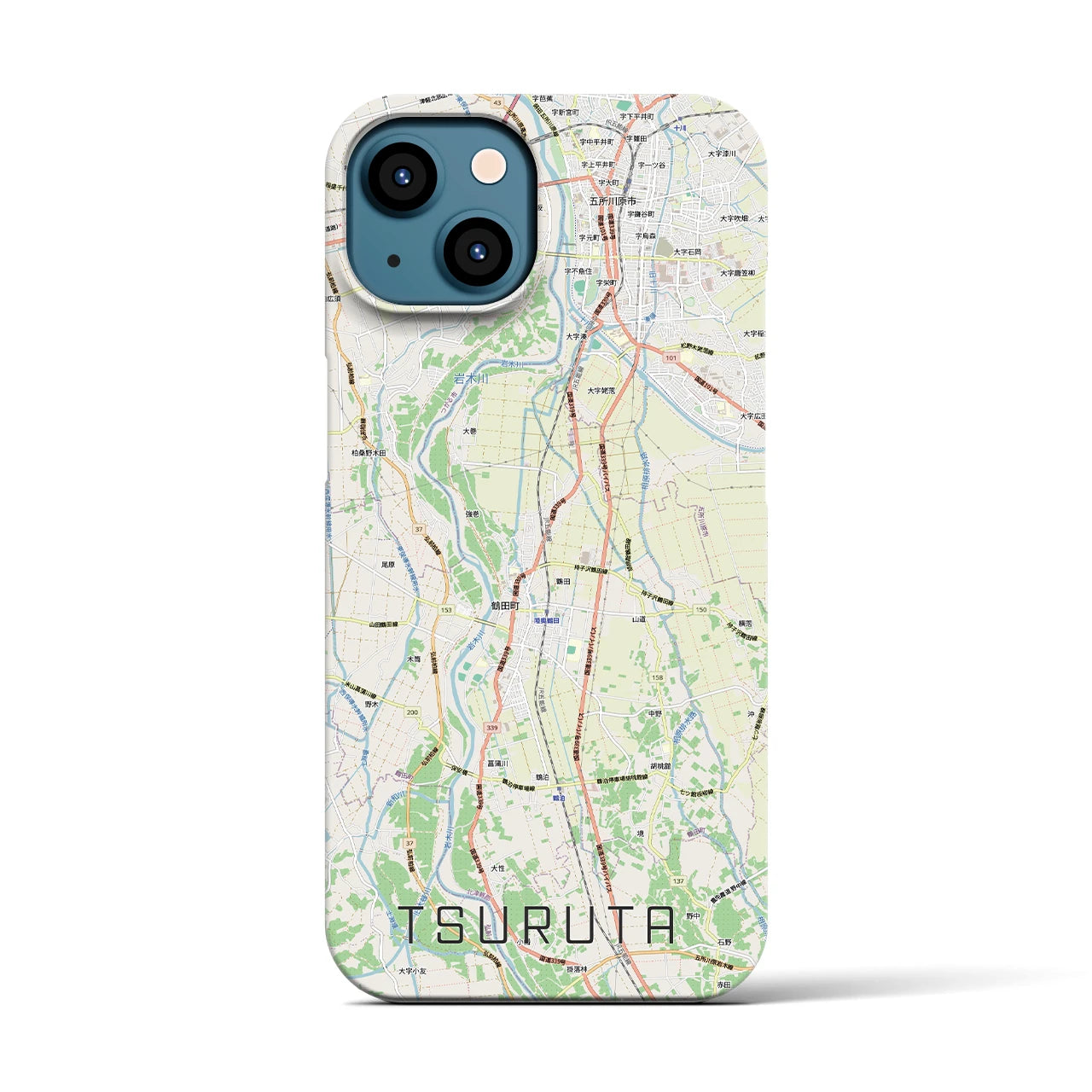 【鶴田(青森県)】地図柄iPhoneケース(バックカバータイプ)