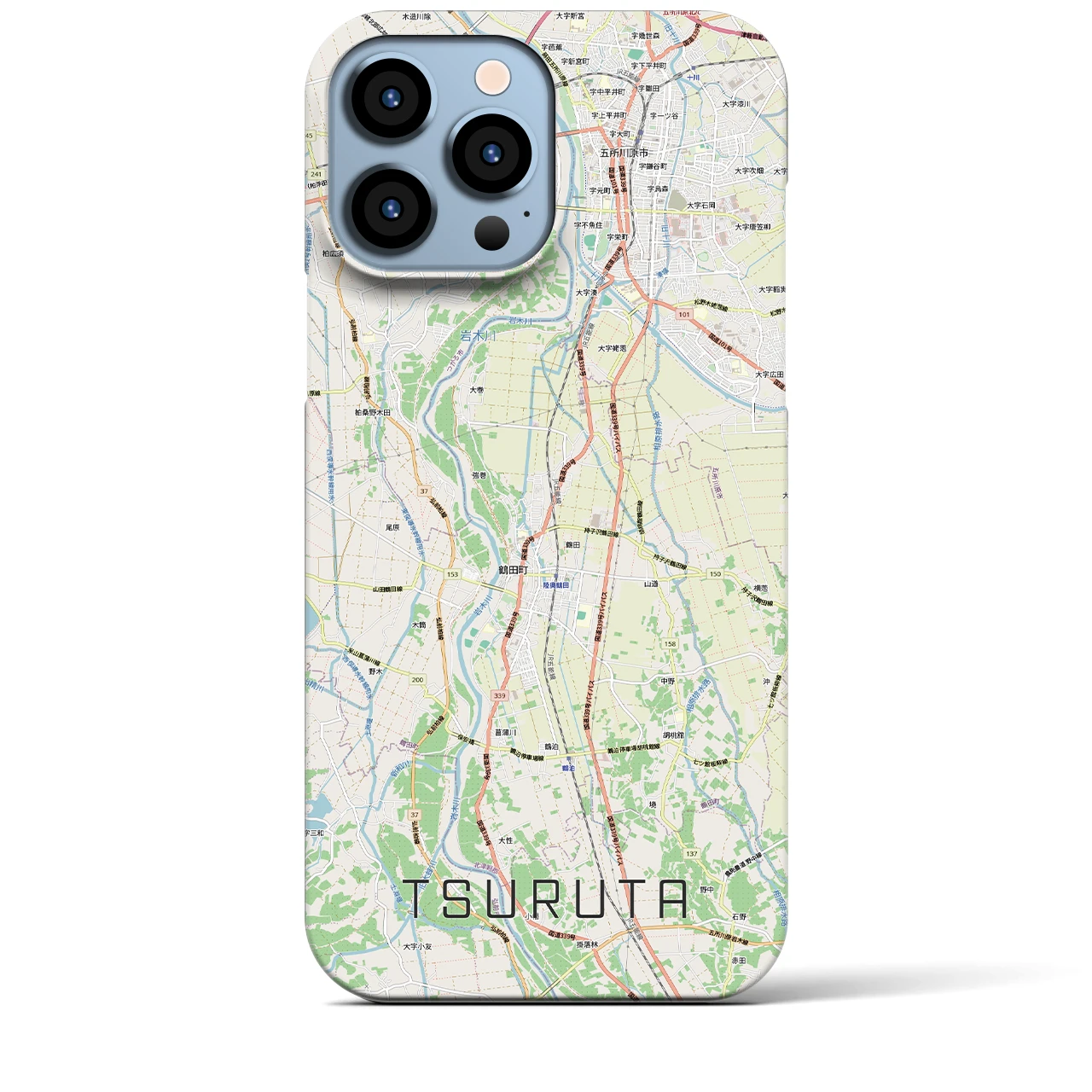 【鶴田(青森県)】地図柄iPhoneケース(バックカバータイプ)
