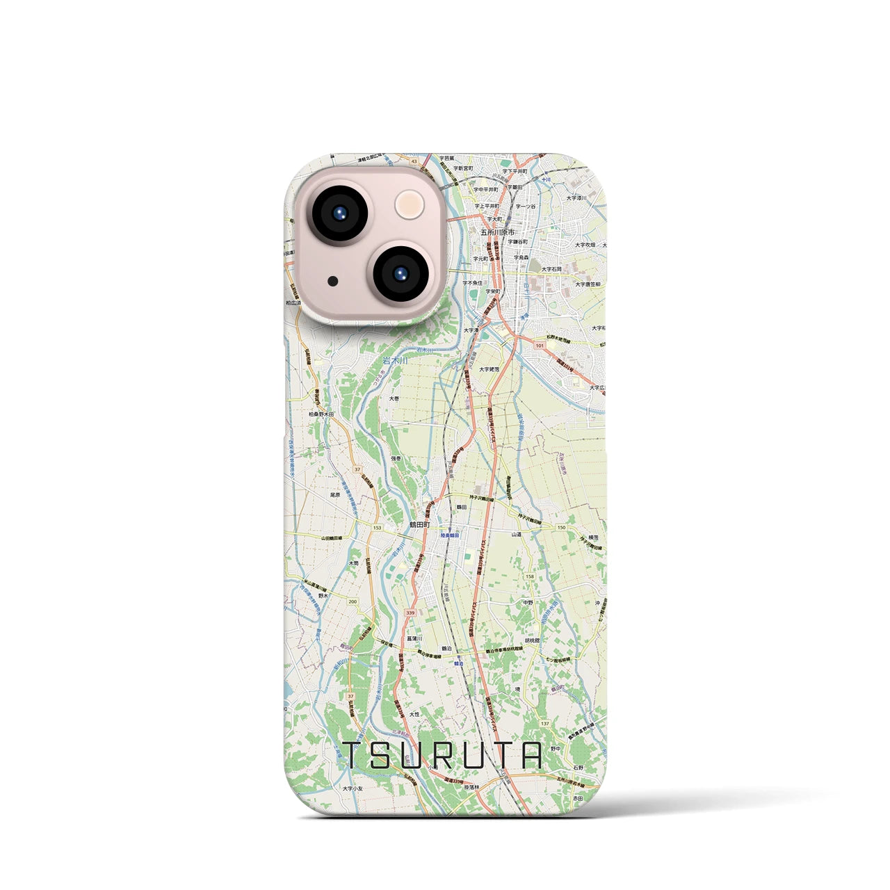 【鶴田(青森県)】地図柄iPhoneケース(バックカバータイプ)