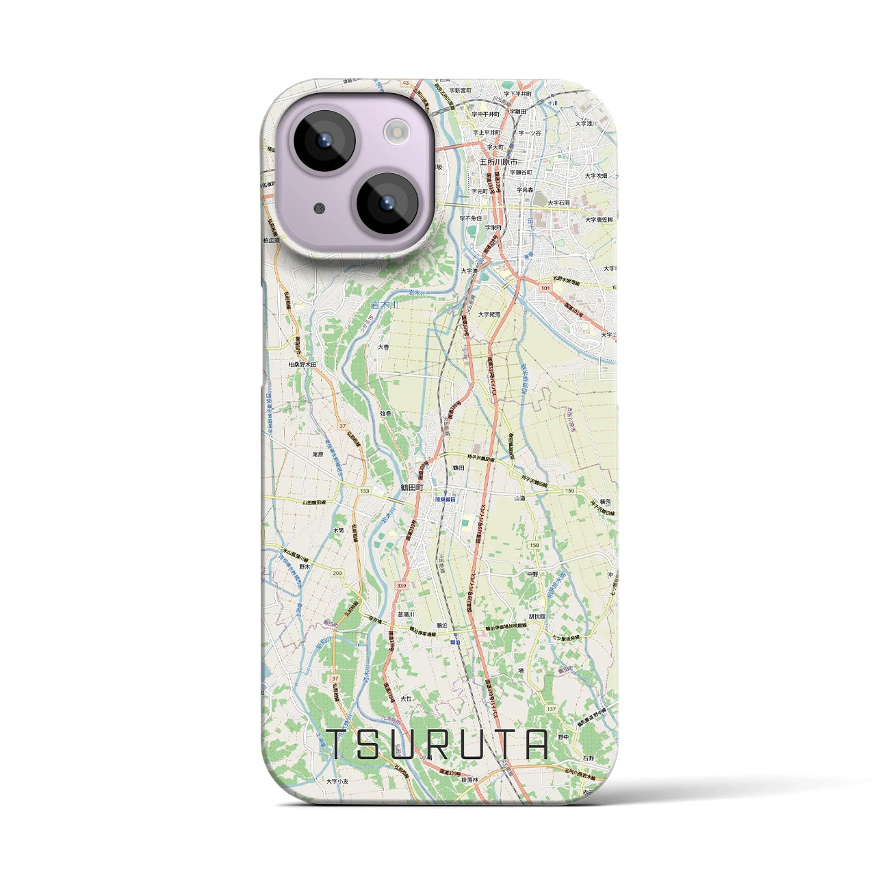 【鶴田(青森県)】地図柄iPhoneケース(バックカバータイプ)