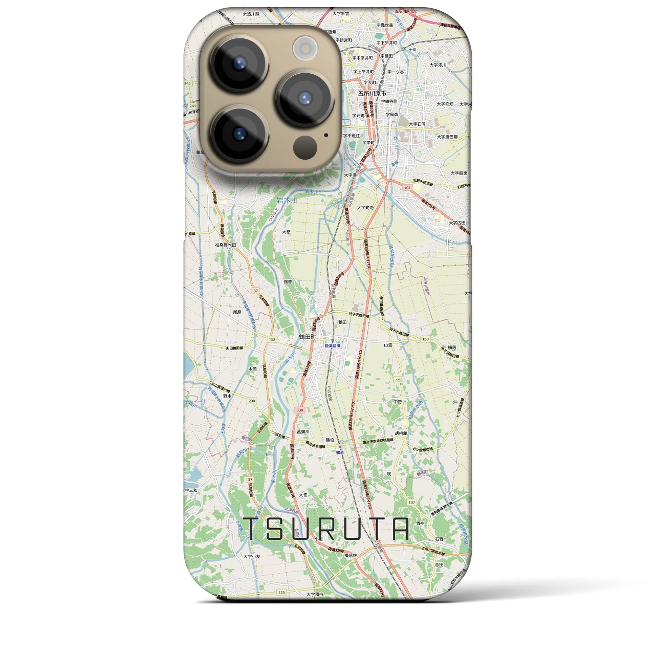 【鶴田(青森県)】地図柄iPhoneケース(バックカバータイプ)