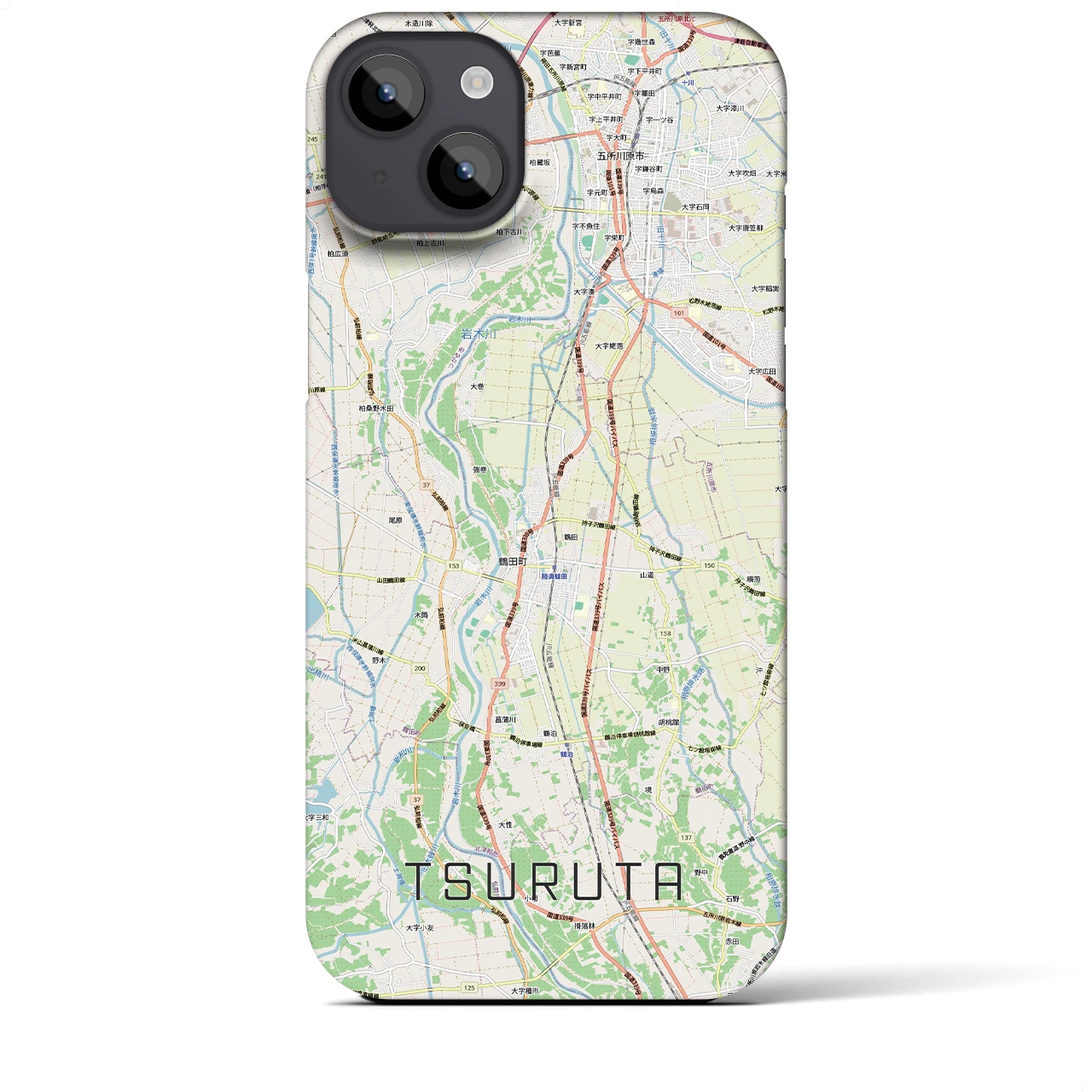 【鶴田(青森県)】地図柄iPhoneケース(バックカバータイプ)