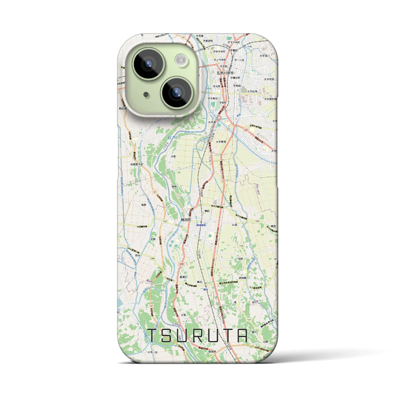【鶴田(青森県)】地図柄iPhoneケース(バックカバータイプ)