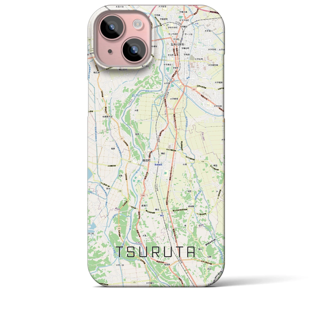 【鶴田(青森県)】地図柄iPhoneケース(バックカバータイプ)