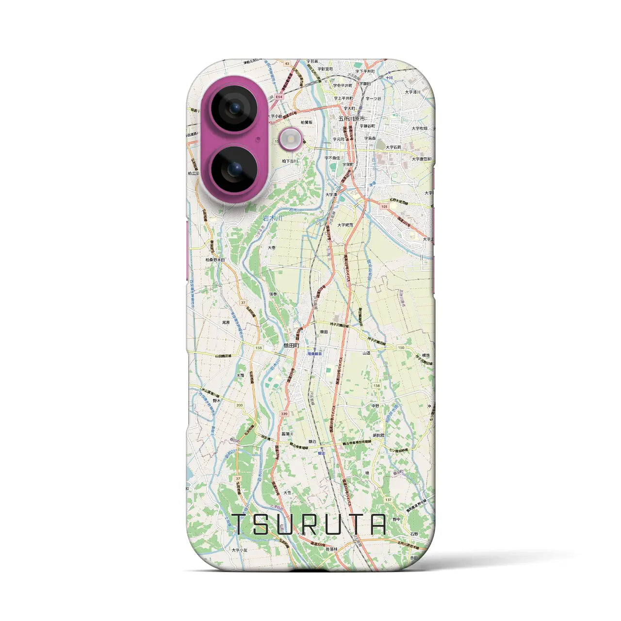【鶴田(青森県)】地図柄iPhoneケース(バックカバータイプ)