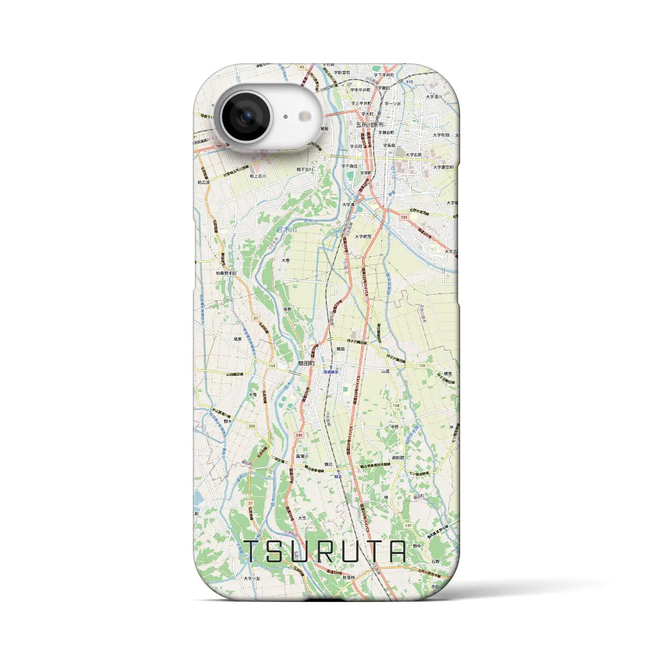 【鶴田(青森県)】地図柄iPhoneケース(バックカバータイプ)