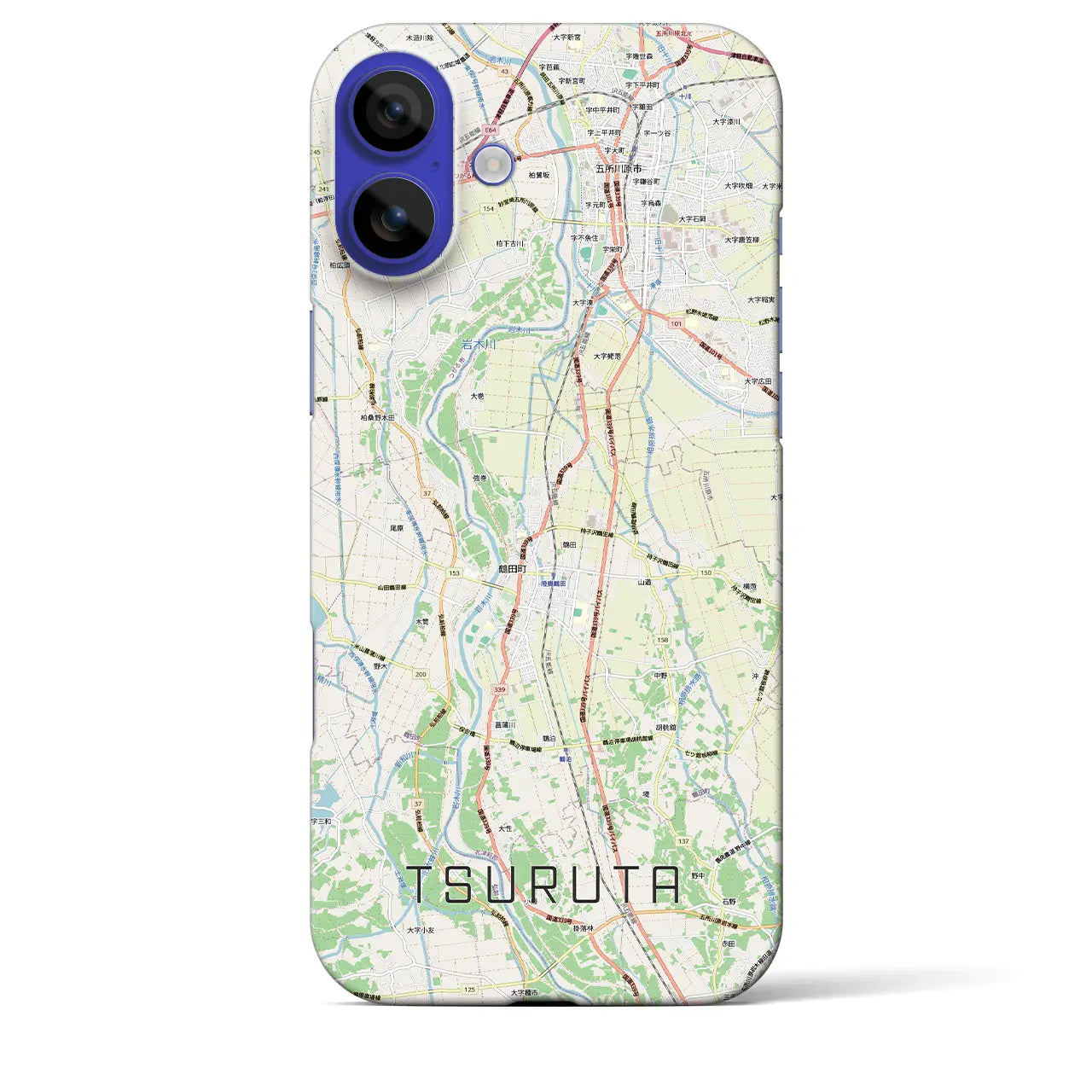 【鶴田(青森県)】地図柄iPhoneケース(バックカバータイプ)