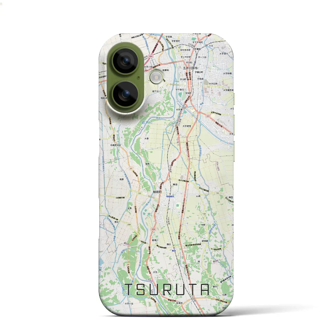 【鶴田(青森県)】地図柄iPhoneケース(バックカバータイプ)