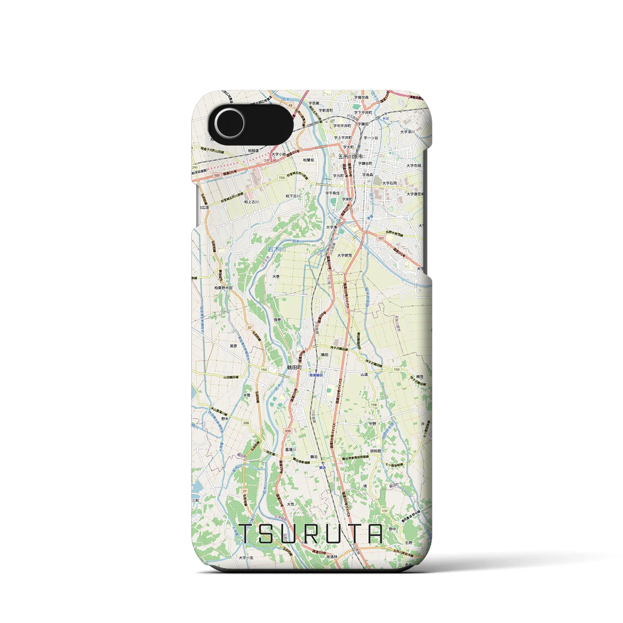 【鶴田(青森県)】地図柄iPhoneケース(バックカバータイプ)