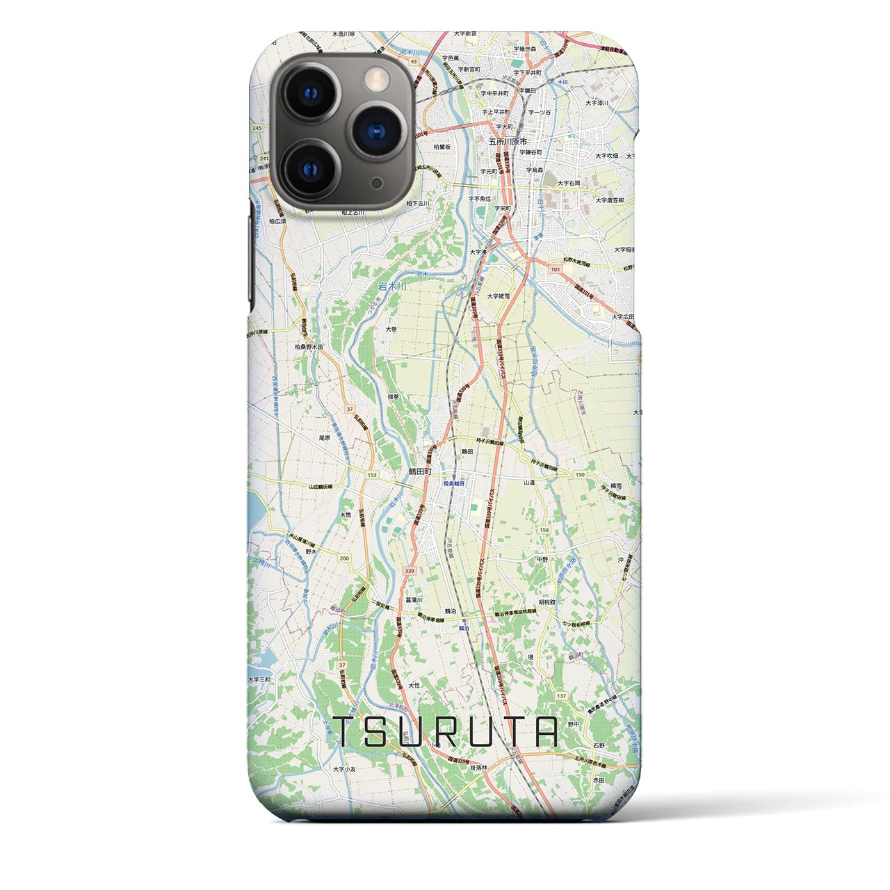 【鶴田(青森県)】地図柄iPhoneケース(バックカバータイプ)