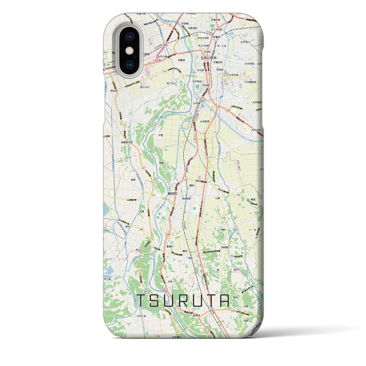 【鶴田(青森県)】地図柄iPhoneケース(バックカバータイプ)