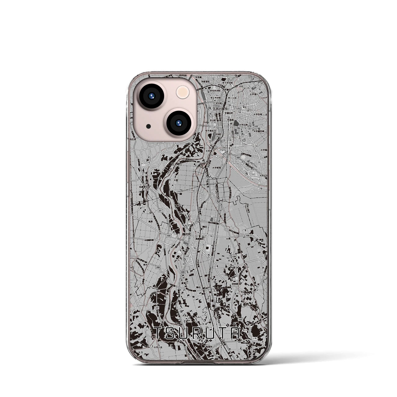 【鶴田(青森県)】地図柄iPhoneケース(クリアタイプ)