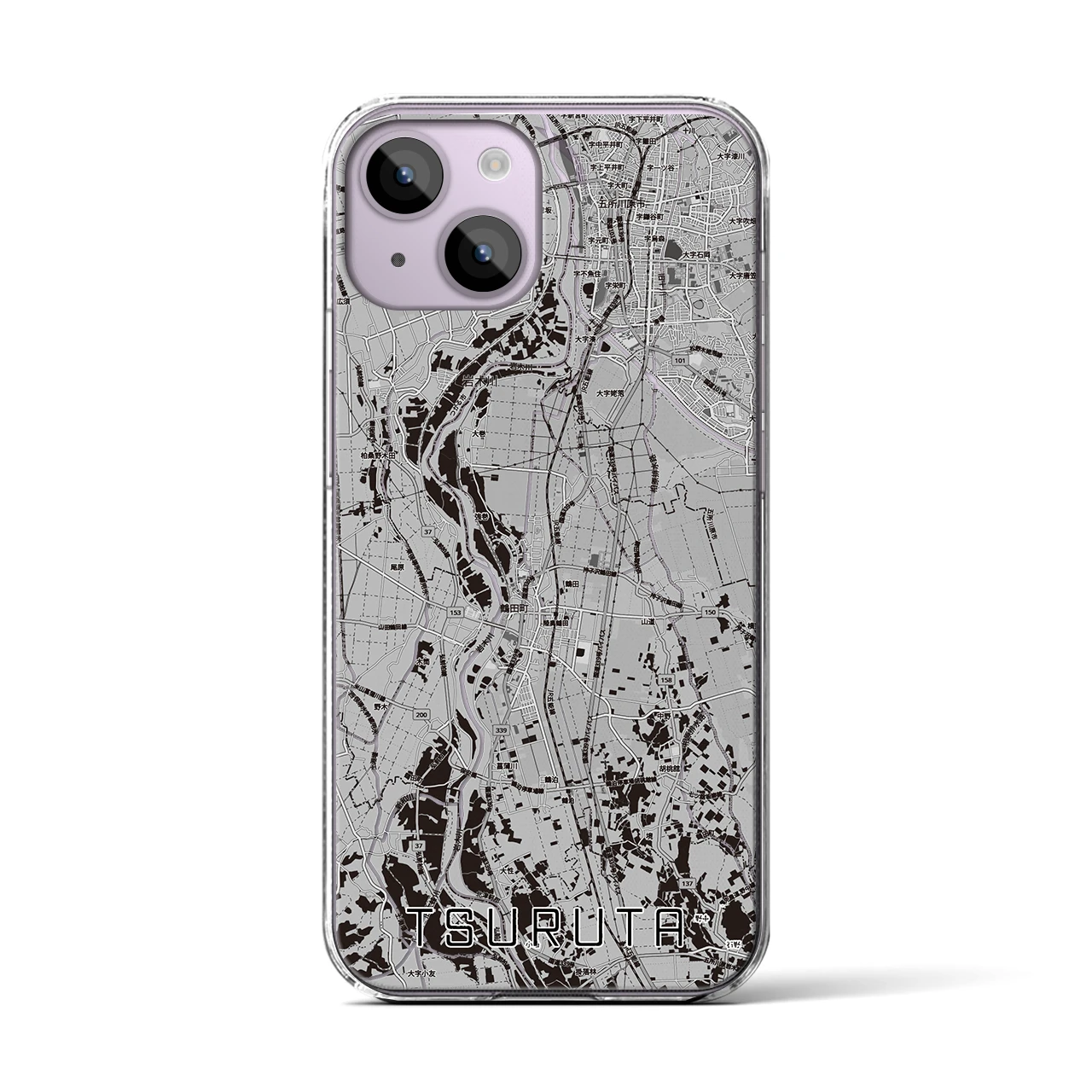 【鶴田(青森県)】地図柄iPhoneケース(クリアタイプ)