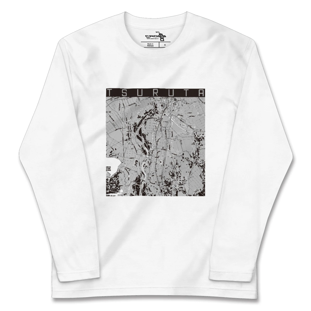 【鶴田(青森県)】地図柄ロングスリーブTシャツ