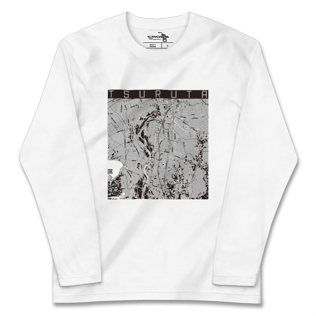 【鶴田(青森県)】地図柄ロングスリーブTシャツ