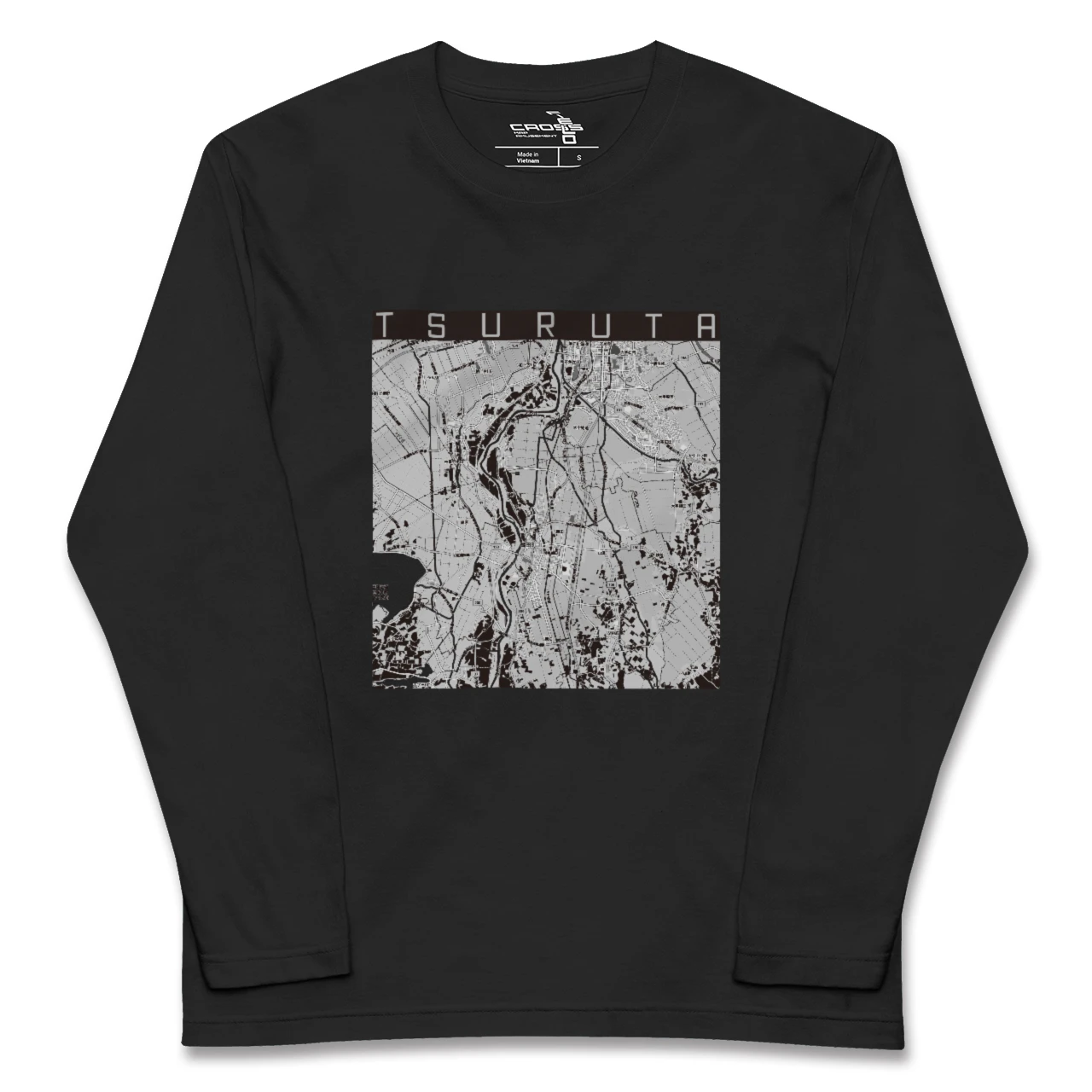 【鶴田(青森県)】地図柄ロングスリーブTシャツ