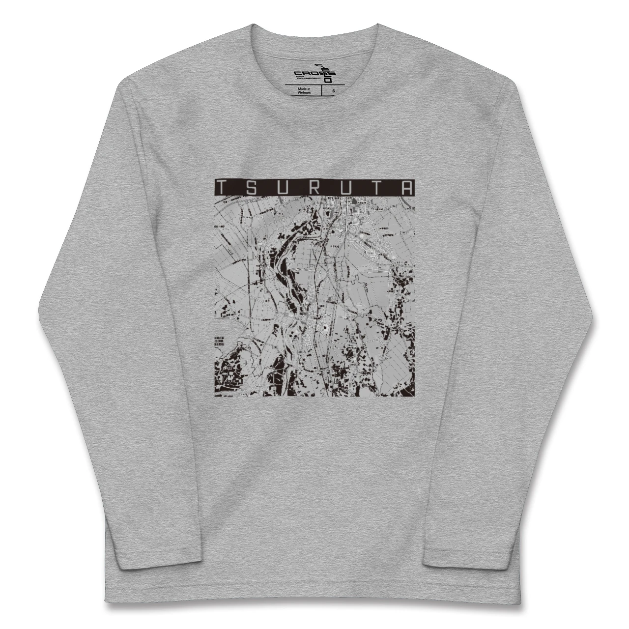 【鶴田(青森県)】地図柄ロングスリーブTシャツ