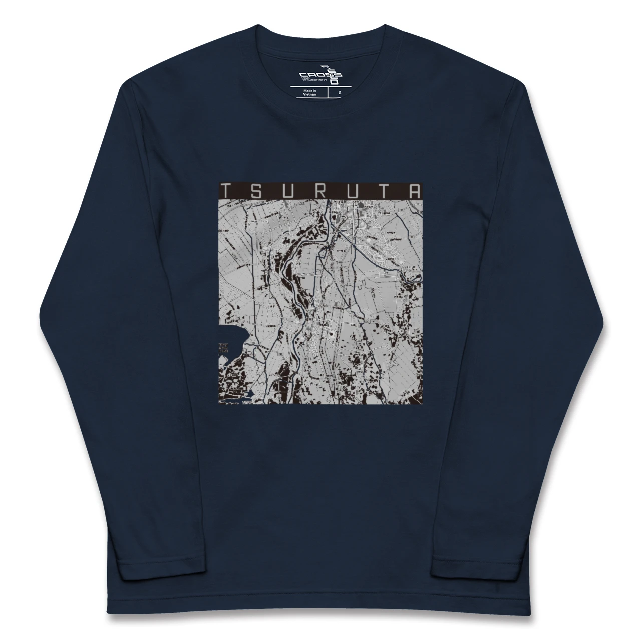 【鶴田(青森県)】地図柄ロングスリーブTシャツ