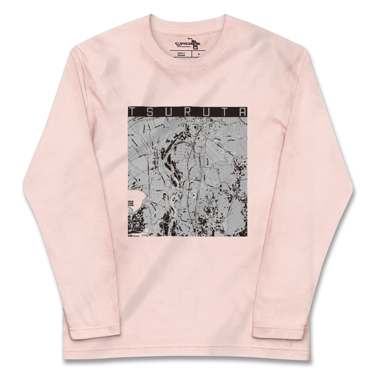 【鶴田(青森県)】地図柄ロングスリーブTシャツ