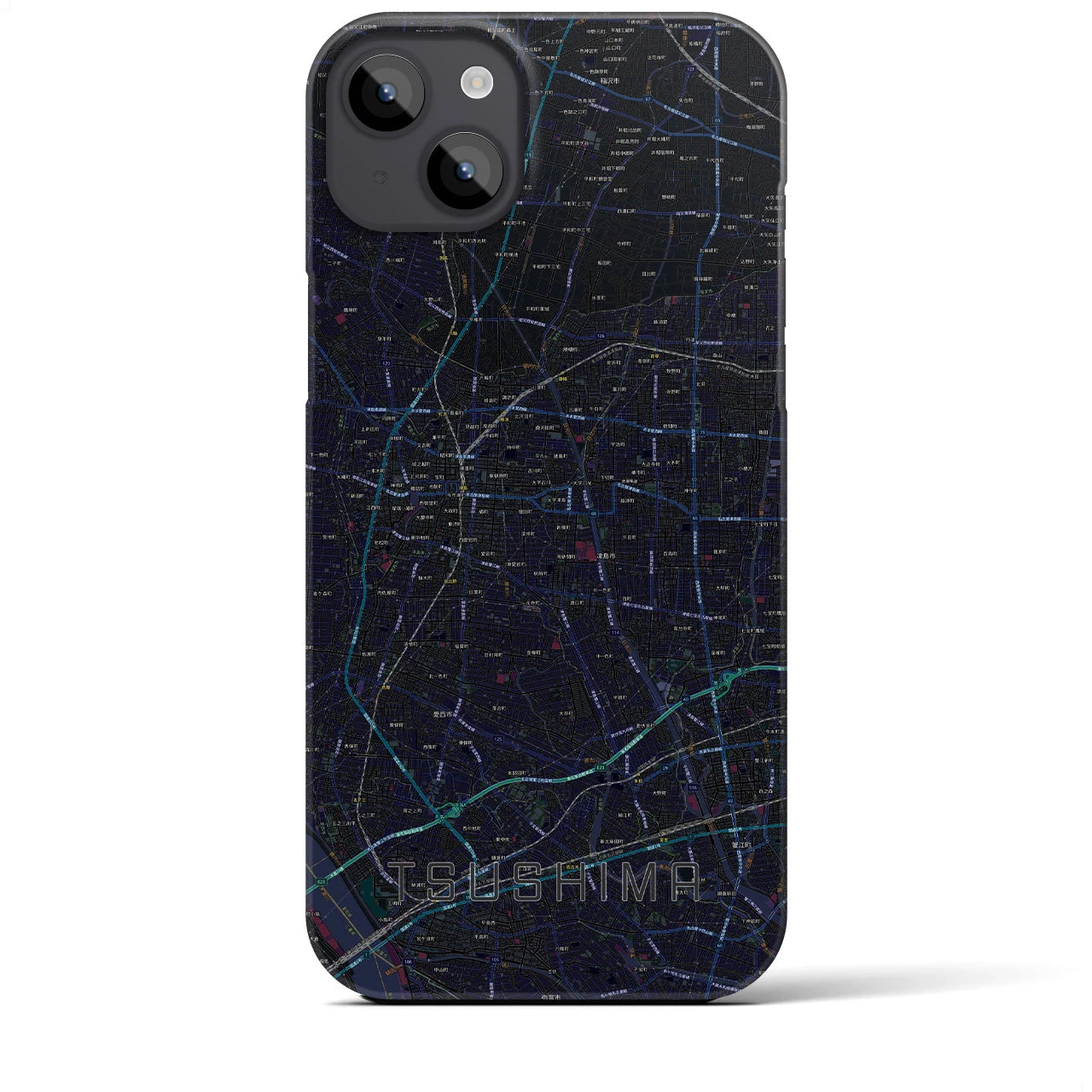 【津島(愛知県)】地図柄iPhoneケース(バックカバータイプ)