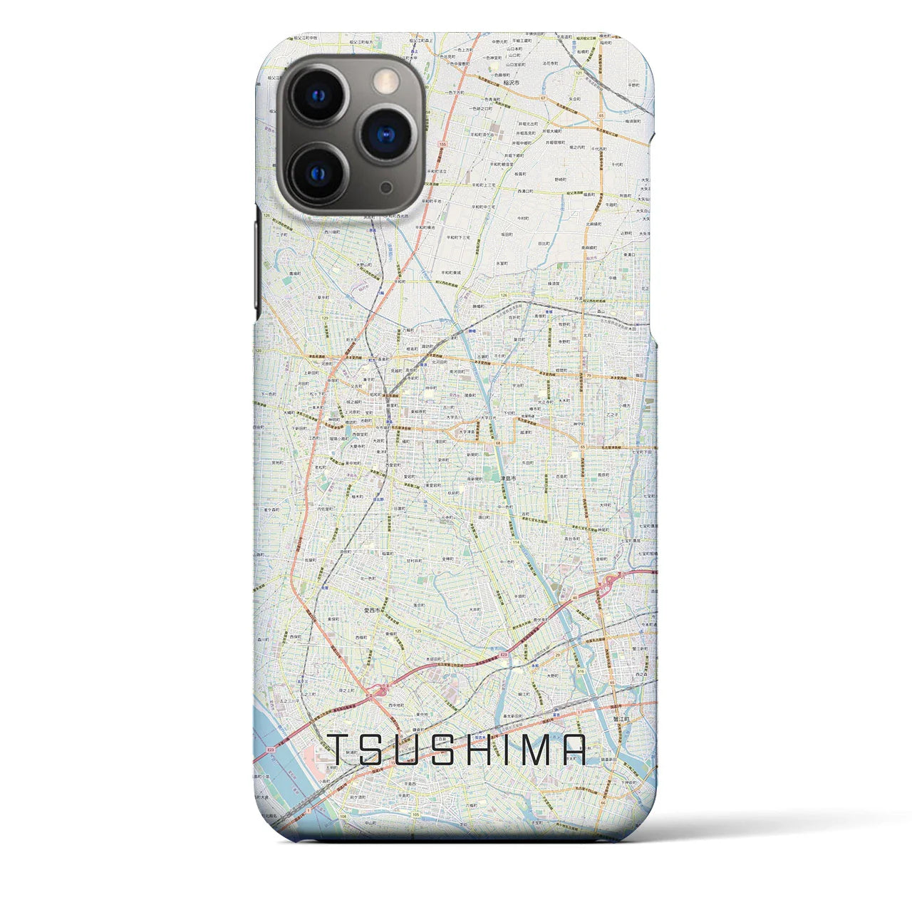 【津島(愛知県)】地図柄iPhoneケース(バックカバータイプ)