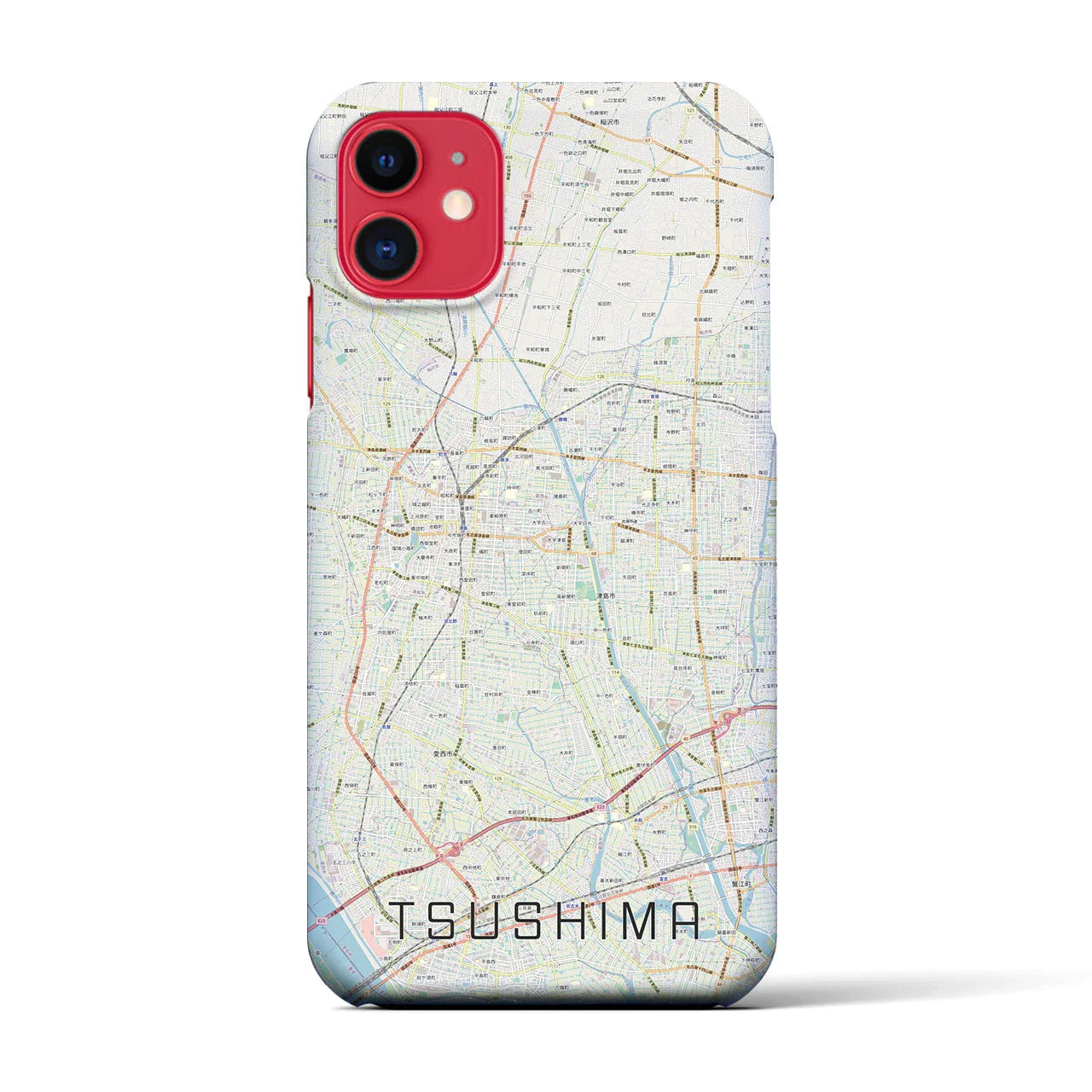 【津島(愛知県)】地図柄iPhoneケース(バックカバータイプ)