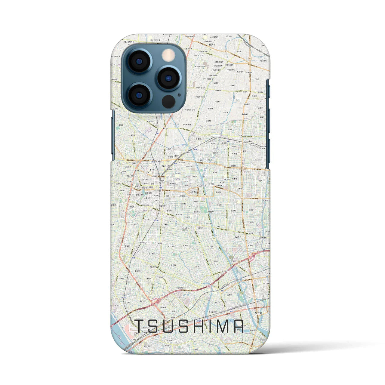 【津島(愛知県)】地図柄iPhoneケース(バックカバータイプ)