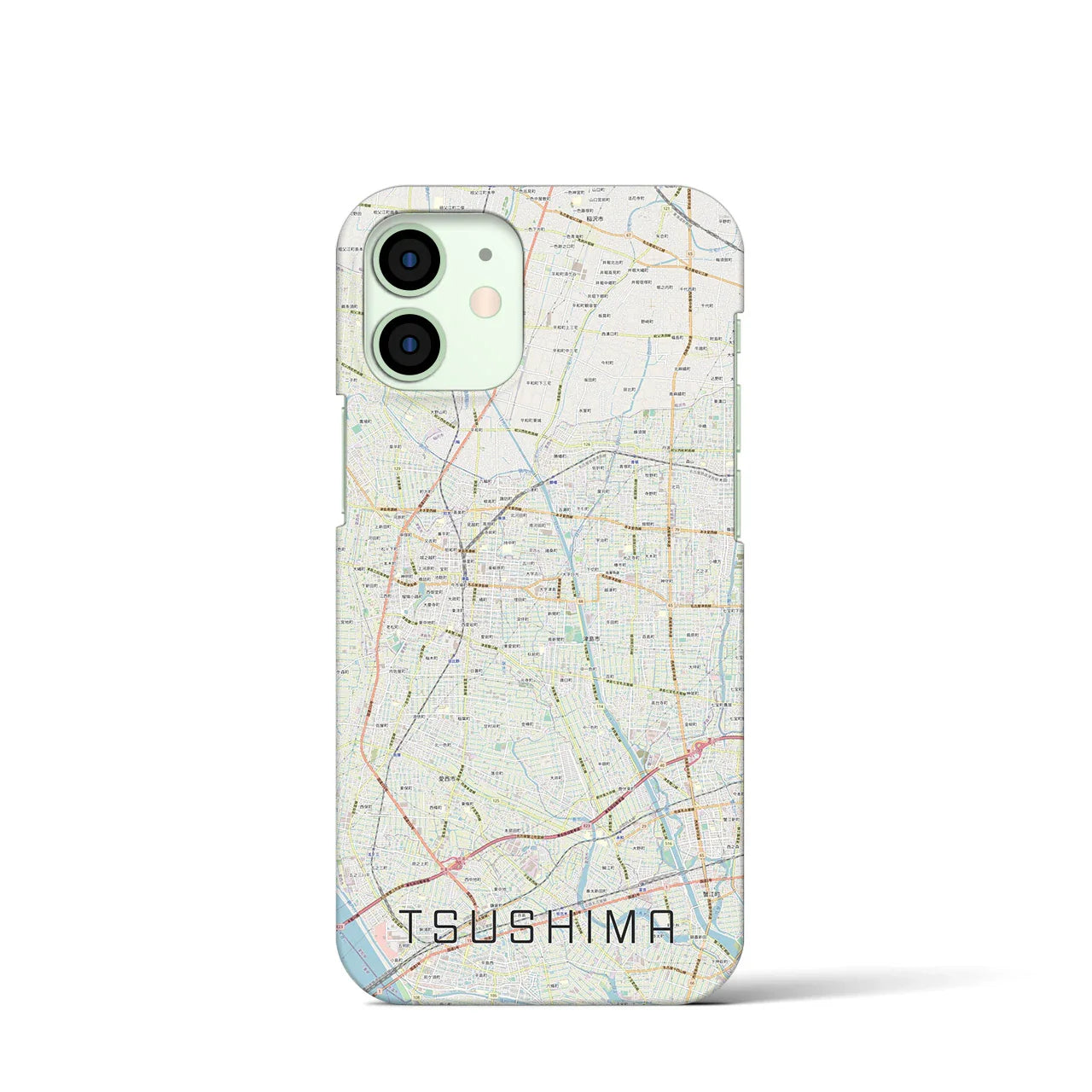 【津島(愛知県)】地図柄iPhoneケース(バックカバータイプ)
