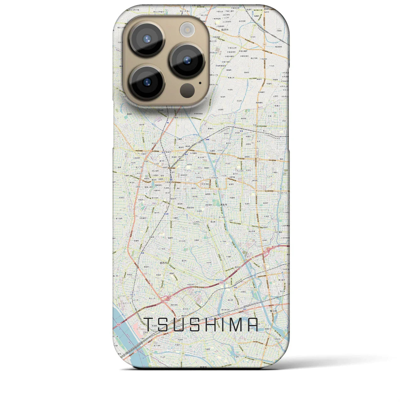 【津島(愛知県)】地図柄iPhoneケース(バックカバータイプ)