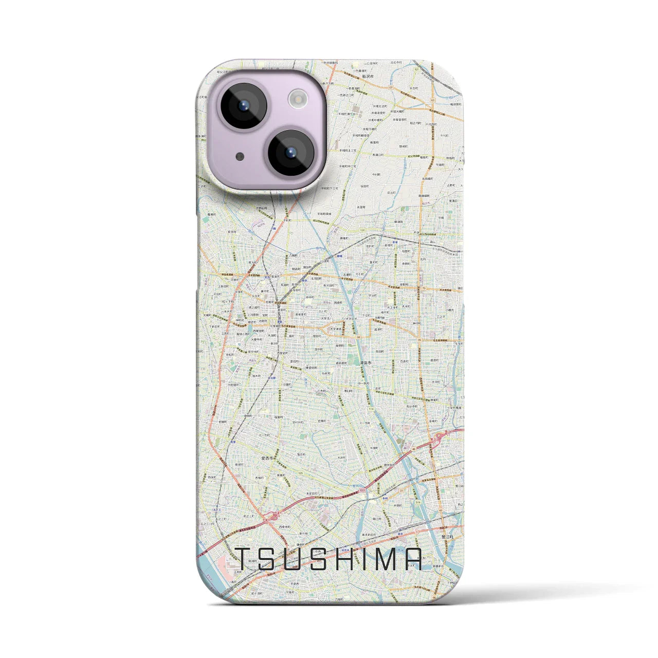【津島(愛知県)】地図柄iPhoneケース(バックカバータイプ)