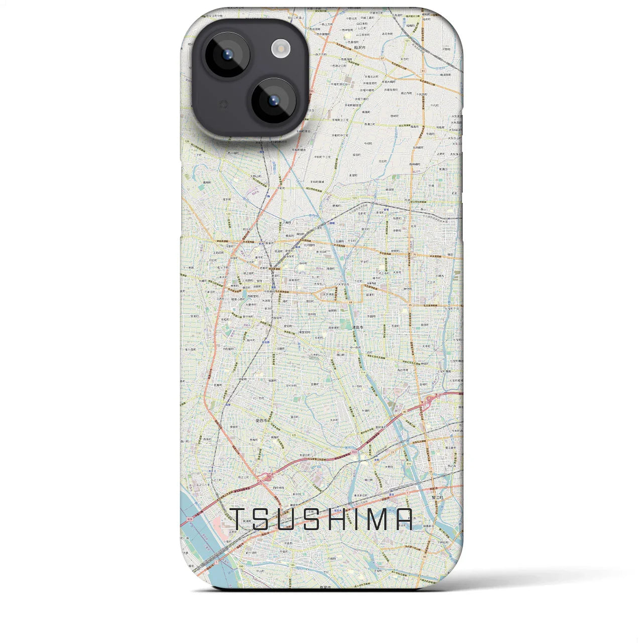 【津島(愛知県)】地図柄iPhoneケース(バックカバータイプ)