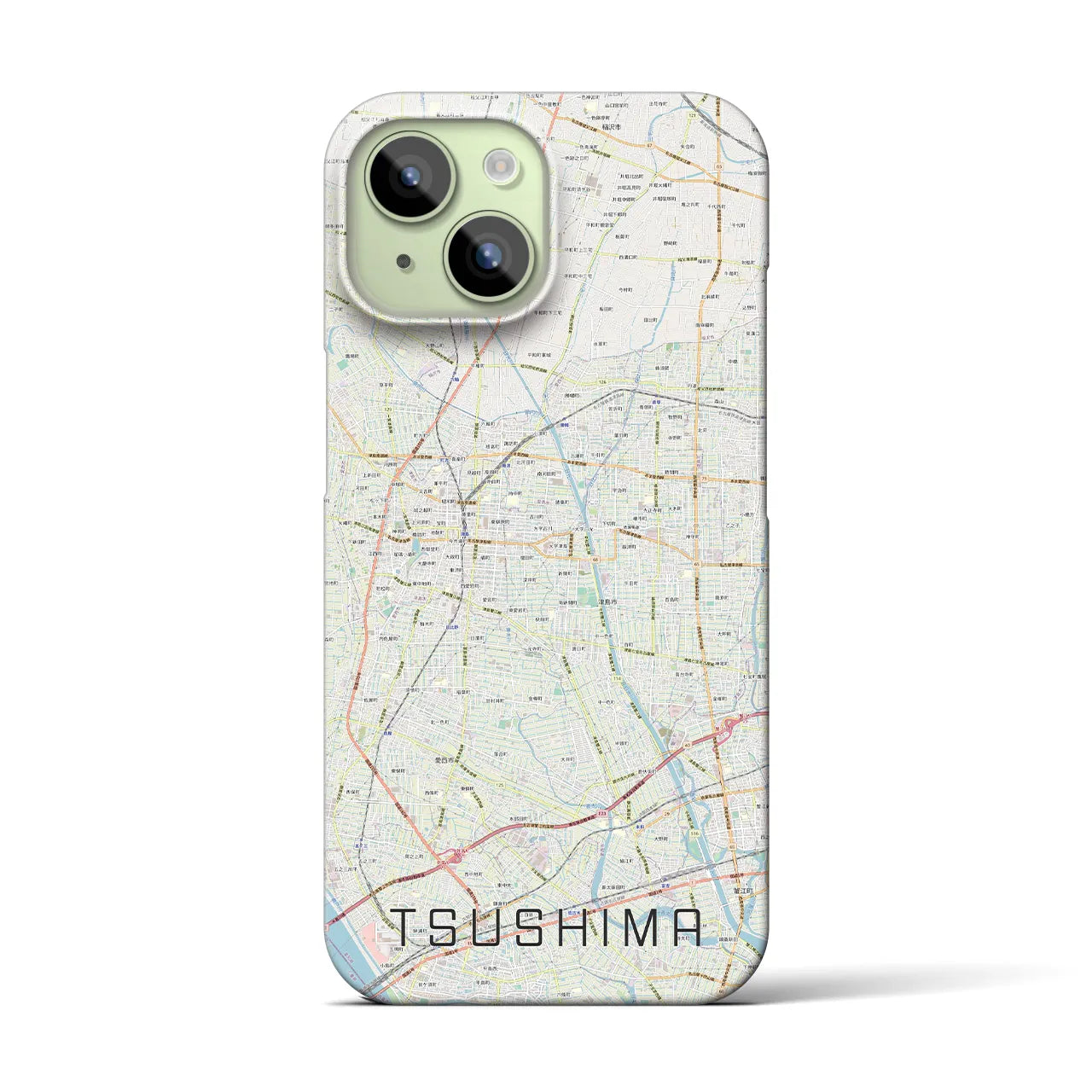 【津島(愛知県)】地図柄iPhoneケース(バックカバータイプ)