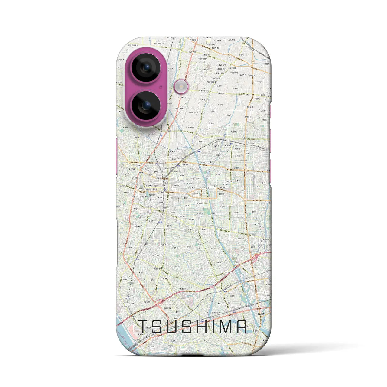 【津島(愛知県)】地図柄iPhoneケース(バックカバータイプ)