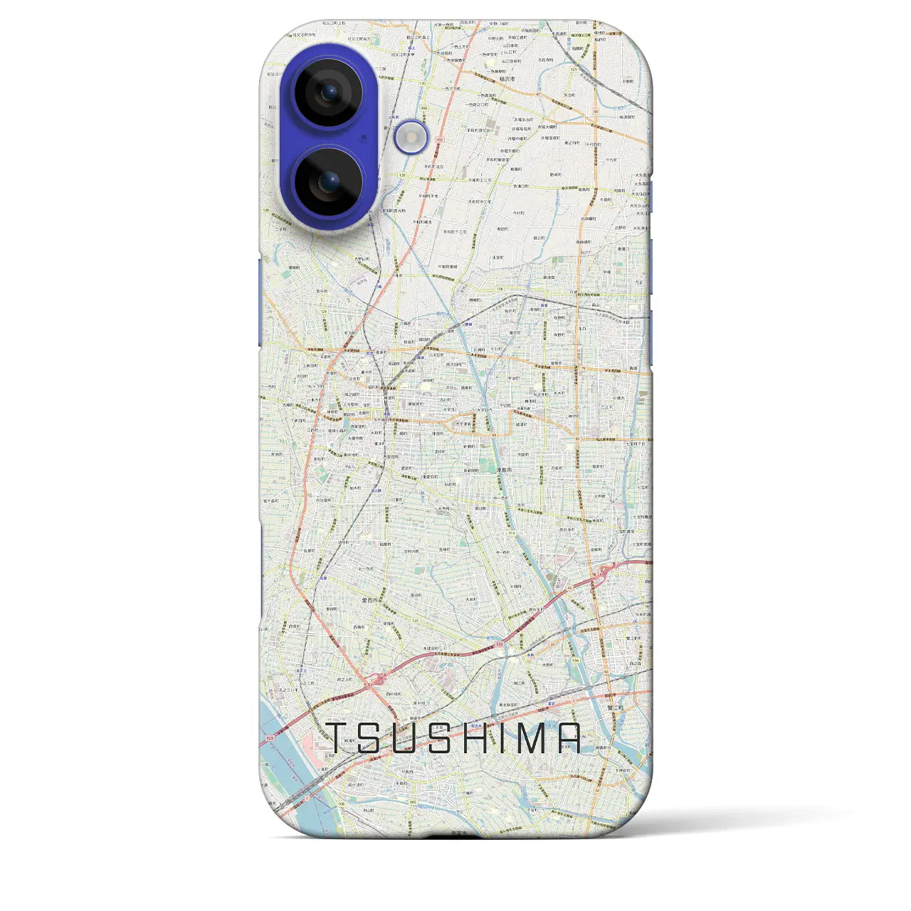 【津島(愛知県)】地図柄iPhoneケース(バックカバータイプ)ナチュラル・iPhone 16 Pro Max 用
