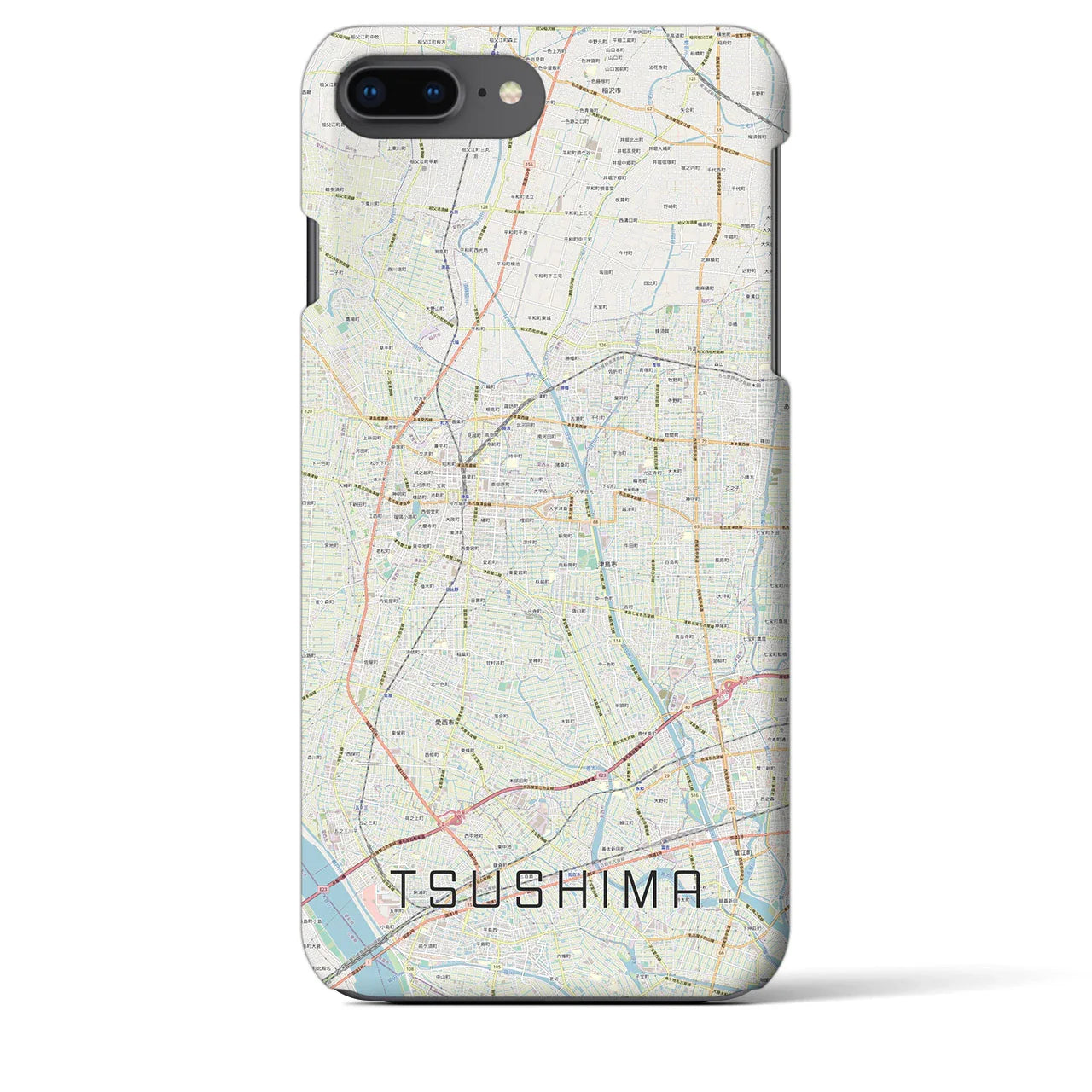 【津島(愛知県)】地図柄iPhoneケース(バックカバータイプ)