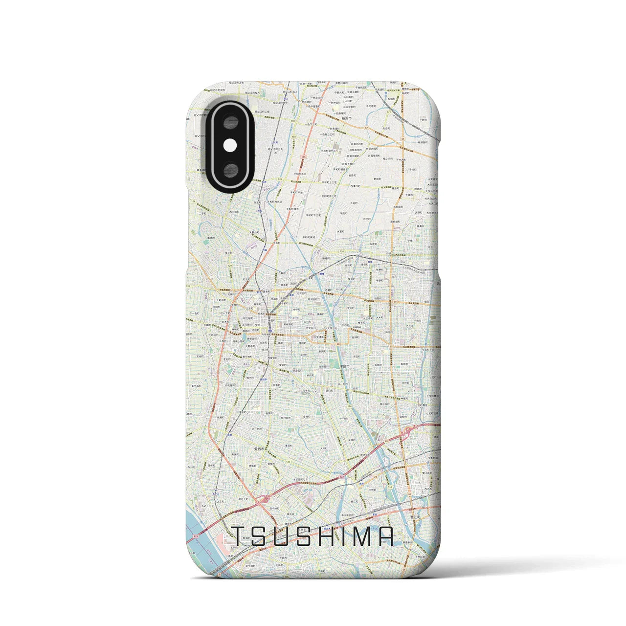 【津島(愛知県)】地図柄iPhoneケース(バックカバータイプ)