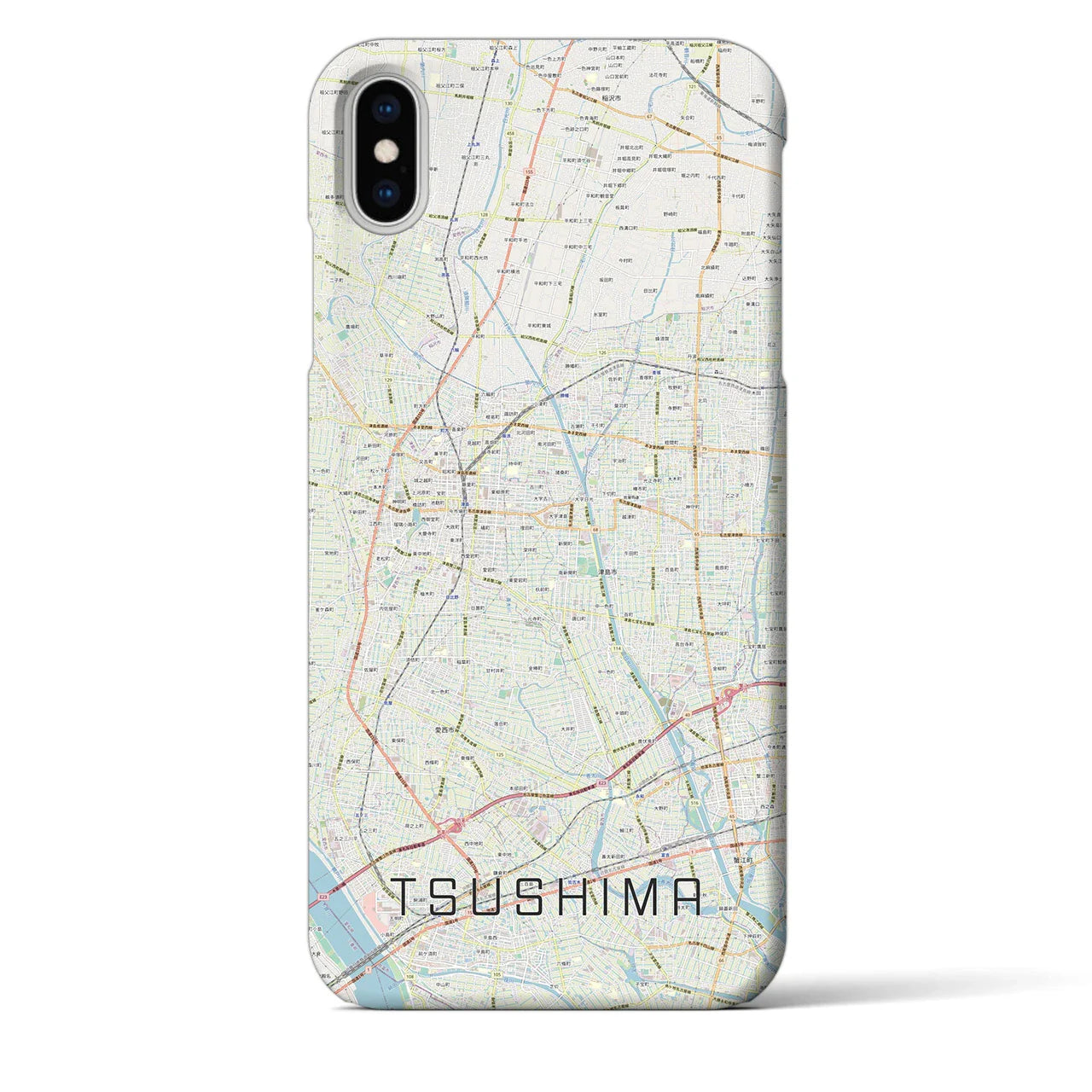 【津島(愛知県)】地図柄iPhoneケース(バックカバータイプ)